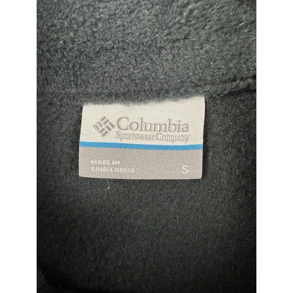 Columbia‎ 1/4 Snap Fleece Jacket Mens Small Long Sleeve black gray EUC